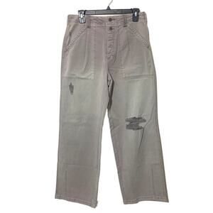 Anthro Pilcro HighRise Utility Wanderer Wide Leg Ankle Pant Distressed‎ 27
